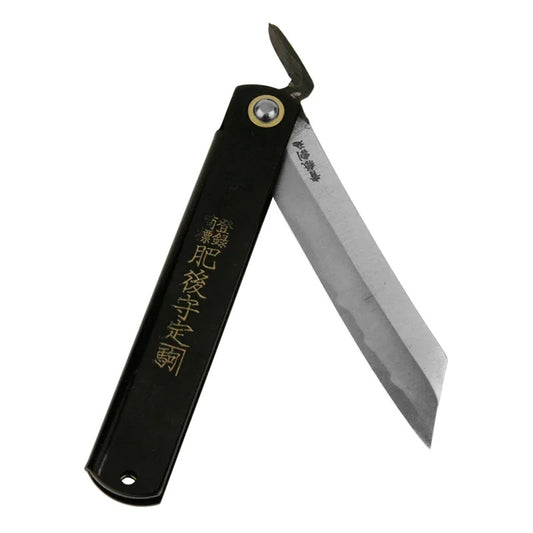 (特大)日本肥後守定駒 鋼製黑柄 青紙割込 特選竹虎桐箱入