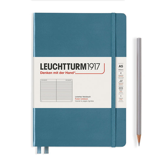 LEUCHTTURM1917 硬殼筆記本 大自然／礦石藍／A5／灰藍色／橫線 #363335