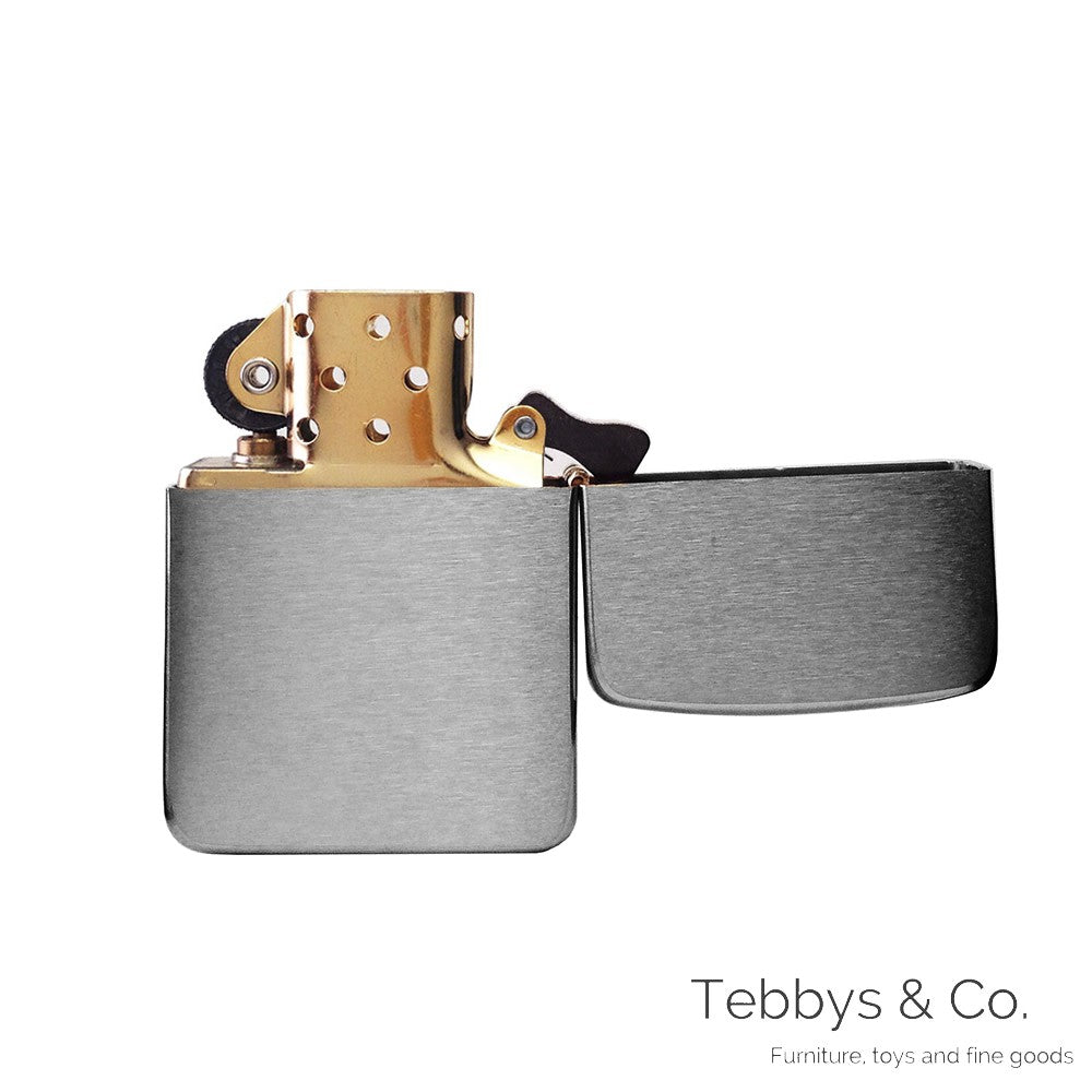 美國Zippo 1941複刻款黑冰拉絲霧面防風打火機(銀殼金芯特別版)二戰復刻版