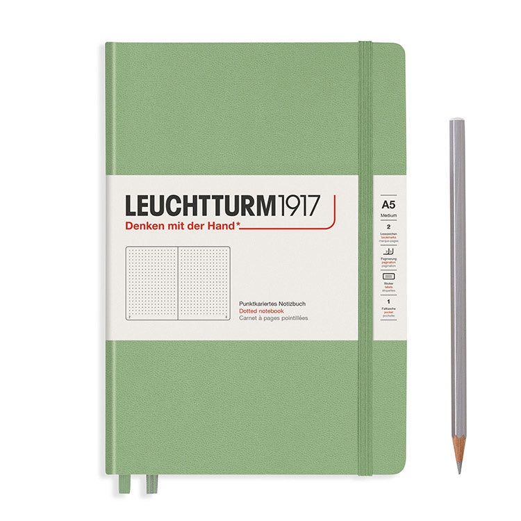 LEUCHTTURM1917 硬殼筆記本 Muted粉嫩色系列/A5/硬殼/鼠尾草綠/方點 #361584