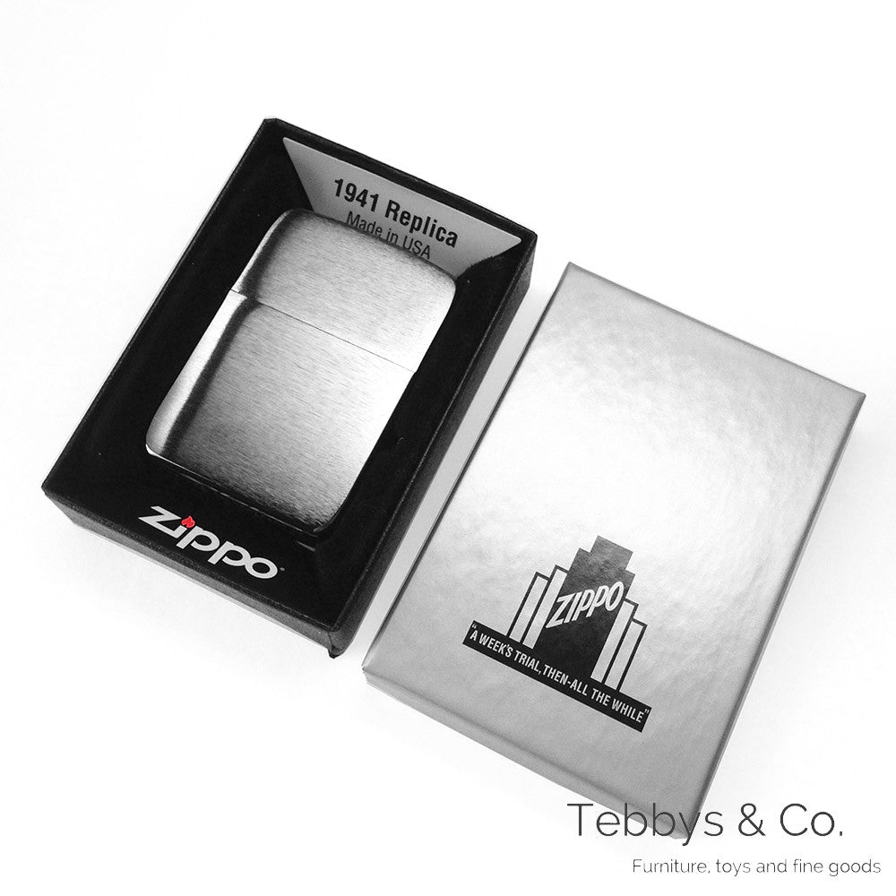 美國Zippo 1941複刻款黑冰拉絲霧面防風打火機(銀殼金芯特別版)二戰復刻版