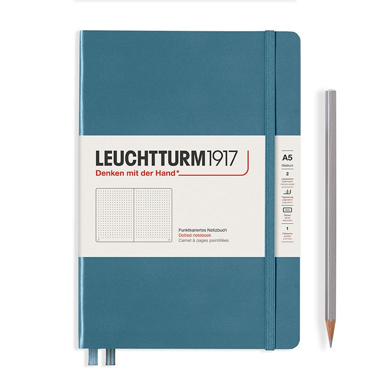 LEUCHTTURM1917 硬殼筆記本 大自然／礦石藍／A5／灰藍色／方點 #363334