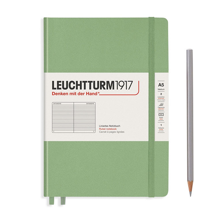 LEUCHTTURM1917 硬殼筆記本 Muted粉嫩色系列／A5／硬殼／鼠尾草綠／橫線 #361582