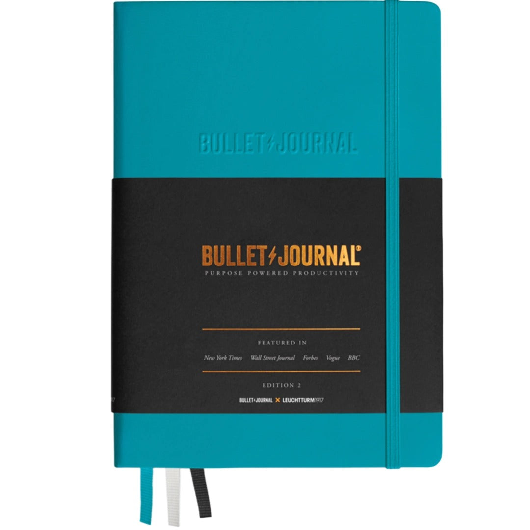 LEUCHTTURM1917 Bullet Journal 子彈日記／子彈筆記本禮盒／A5／硬皮／藍綠／點狀／第二代／烙印 附筆套及鋼珠筆一支 #373291