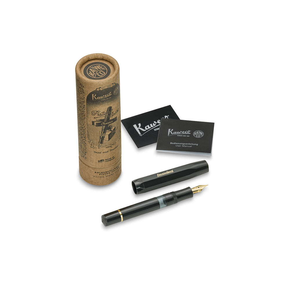 KAWECO CLASSIC SPORT系列PISTON活塞式鋼筆 黑 ABS筆身/吸墨式/紙筒包裝
