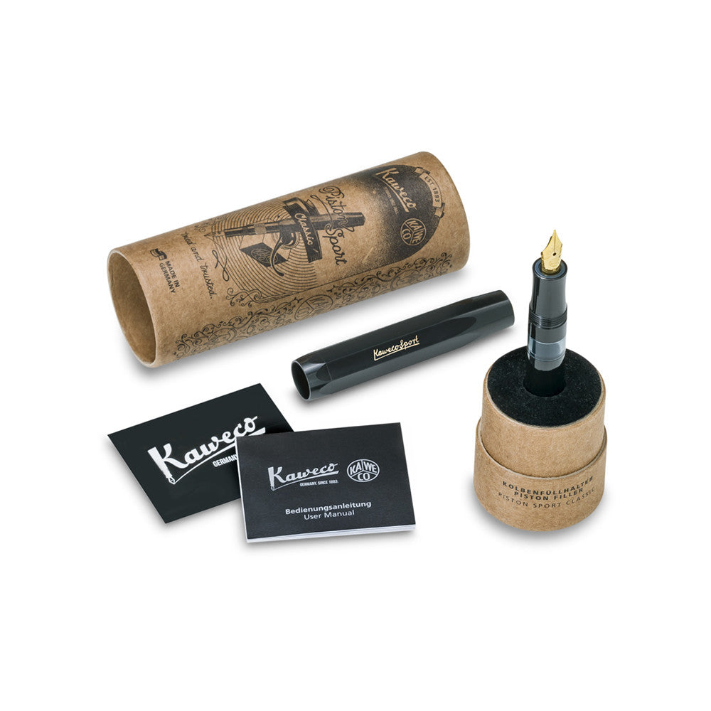 KAWECO CLASSIC SPORT系列PISTON活塞式鋼筆 黑 ABS筆身/吸墨式/紙筒包裝
