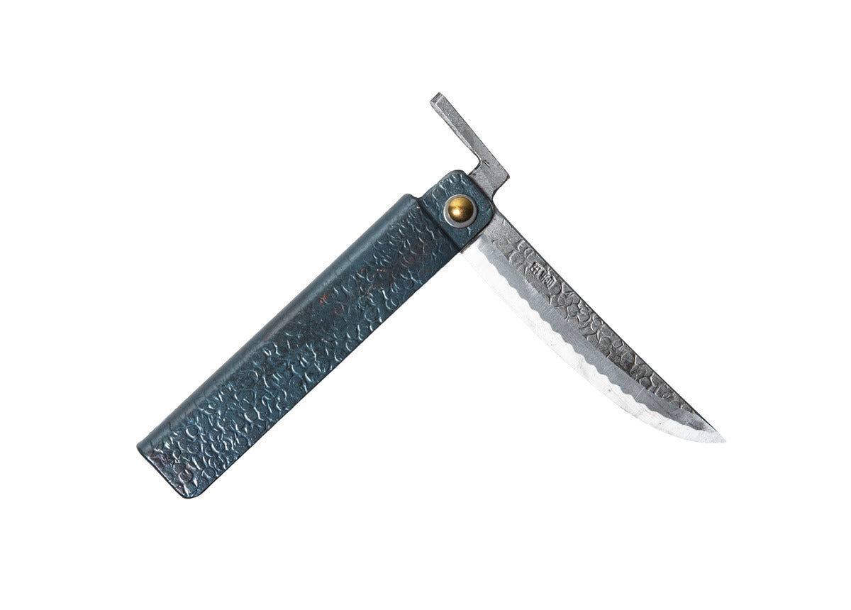 日本 TOMITA 劍型肥後小刀 白紙鋼 槌目黑柄 85mm，商品主視覺