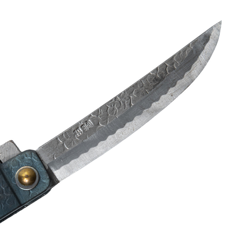 日本 TOMITA 劍型肥後小刀 白紙鋼 槌目黑柄 85mm，商品照 5
