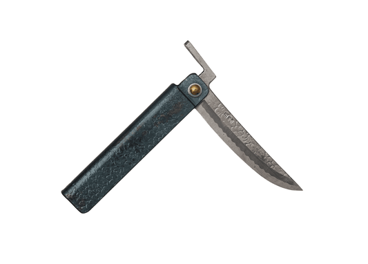日本 TOMITA 劍型肥後小刀 白紙鋼 槌目黑柄 75mm，商品主視覺