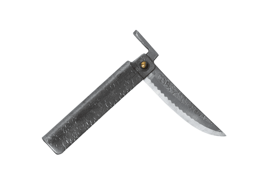 日本 TOMITA 劍型肥後小刀 白紙鋼 槌目銀柄 85mm，商品主視覺