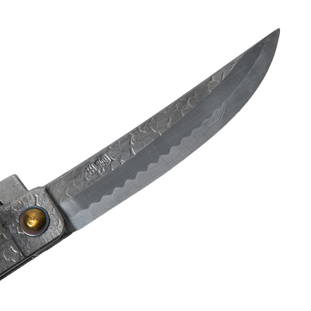 日本 TOMITA 劍型肥後小刀 白紙鋼 槌目銀柄 85mm，商品照 5