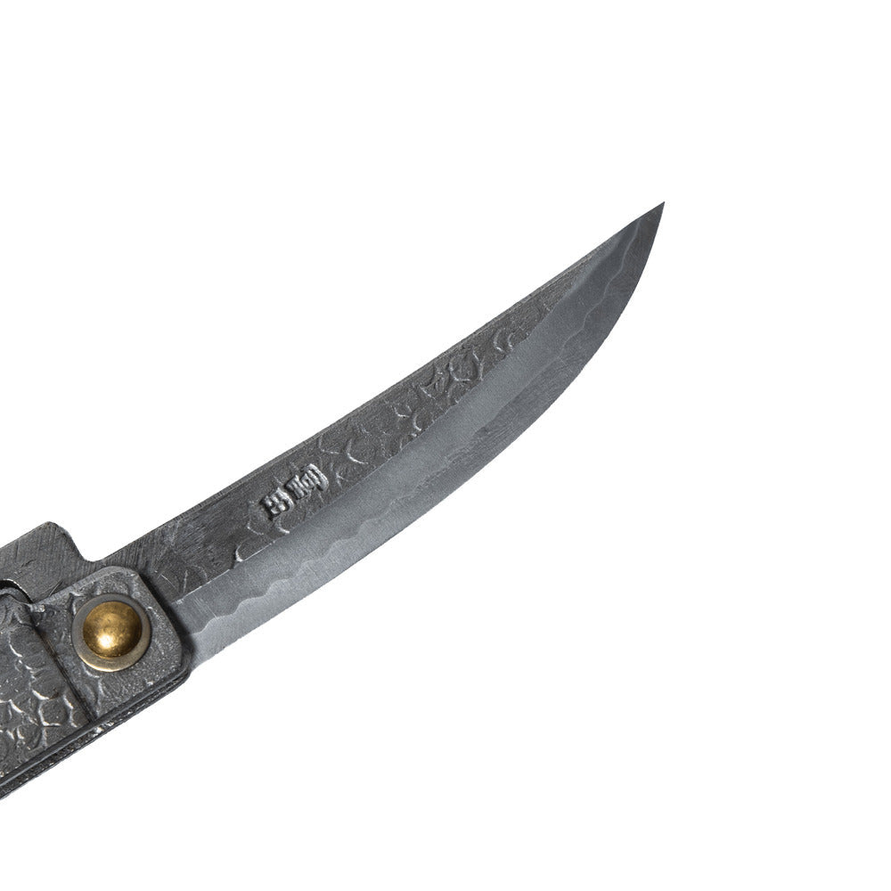 日本 TOMITA 劍型肥後小刀 白紙鋼 槌目銀柄 75mm，商品照 5