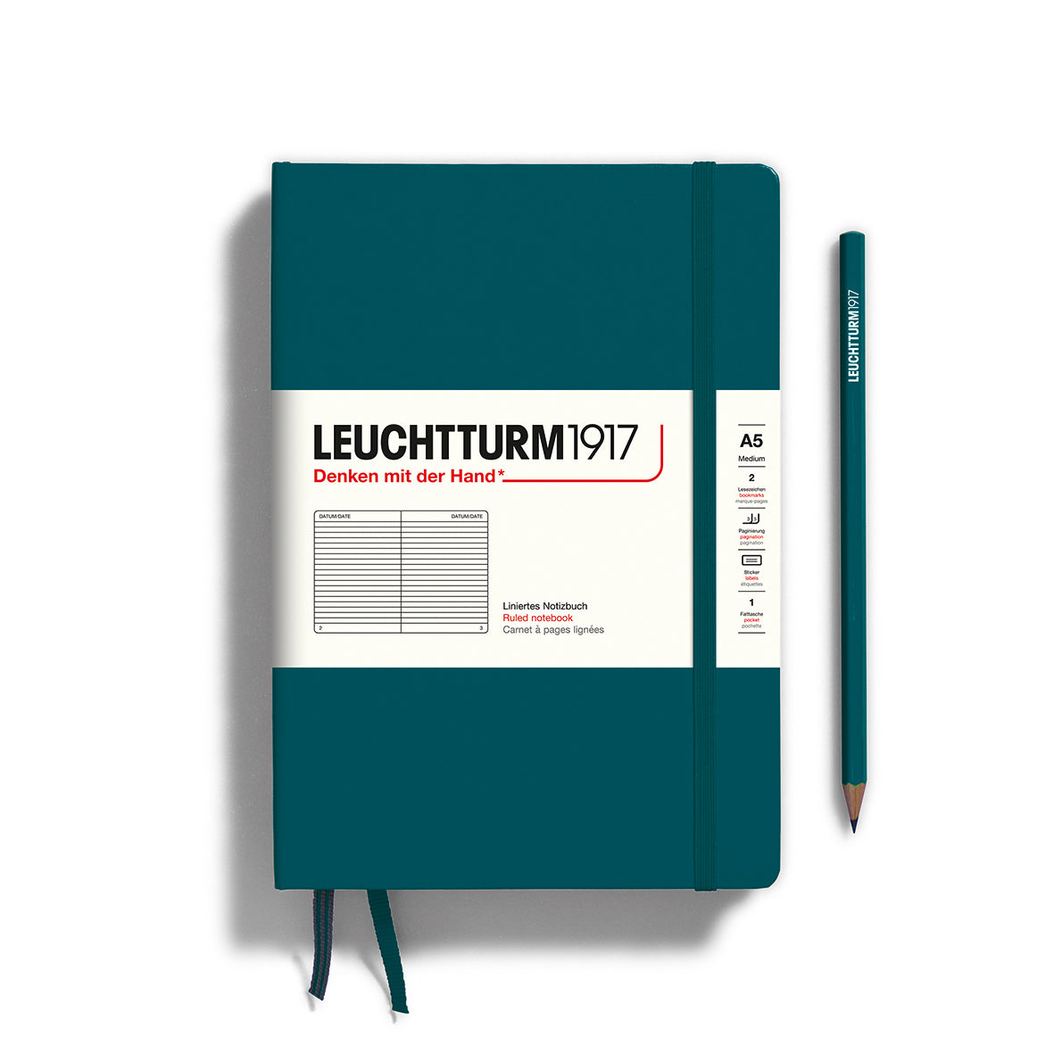 Leuchtturm1917 A5 硬殼筆記本｜德國燈塔經典系列｜太平洋綠 (Pacific Green)