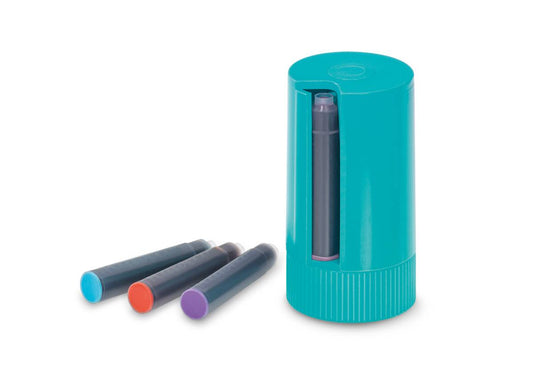 德國KAWECO 旋轉式墨水匣儲藏盒 藍色 內含八色墨水管